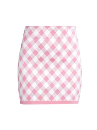 Shop Balmain Women's Gingham Jacquard Mini Skirt In Pink White
