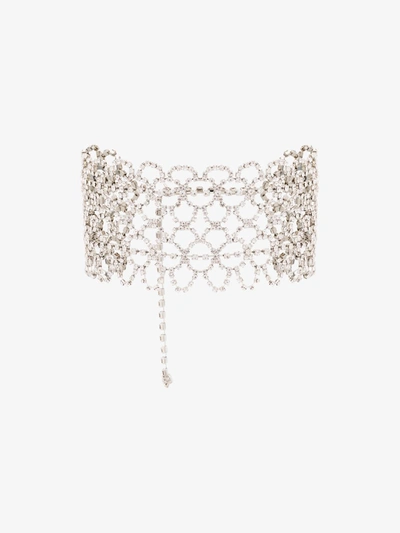 Silver Tone Crystal Lace Choker Necklace
