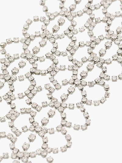Kenneth Jay Lane Silver Tone Crystal Lace Choker Necklace In Silver