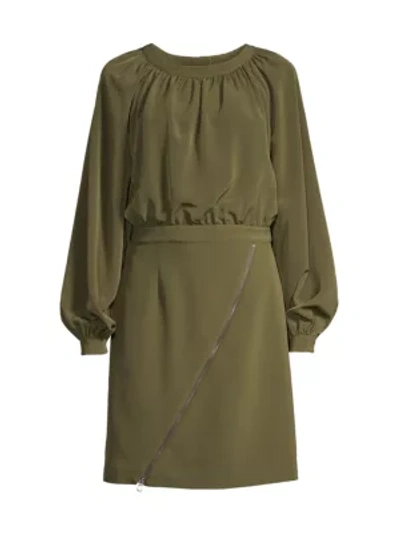 Shop Toccin Crepe Layered Dress In Olive