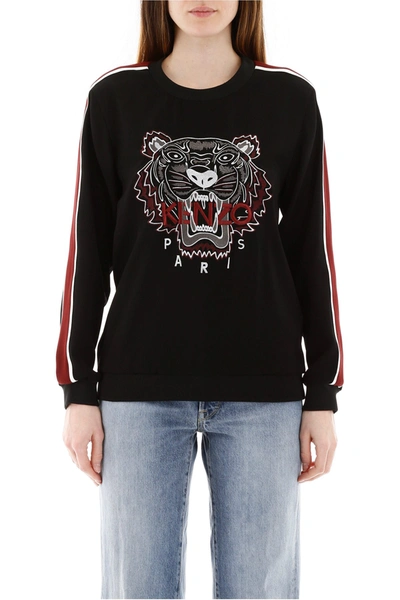 Shop Kenzo Logo Embroidery Crepe Sweatshirt In Black