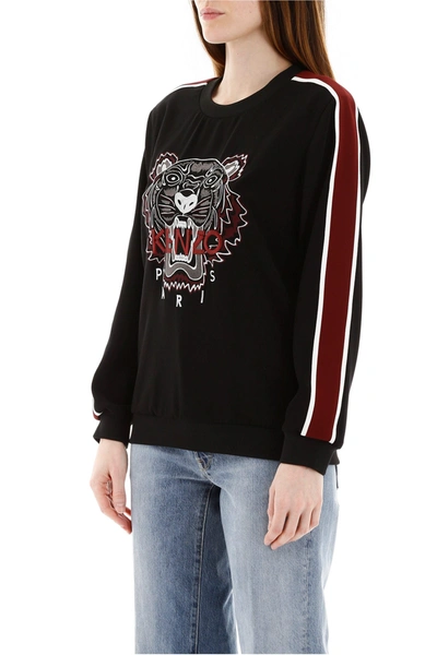 Shop Kenzo Logo Embroidery Crepe Sweatshirt In Black