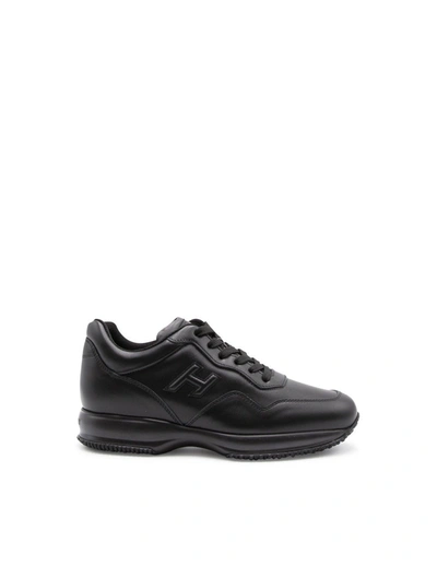 Shop Hogan Men's Black Leather Sneakers