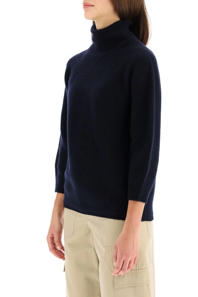Shop Max Mara Etrusco Sweater In Wool And Cashmere In Blu Marino