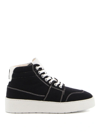 Shop Ami Alexandre Mattiussi Men's Black Wool Hi Top Sneakers