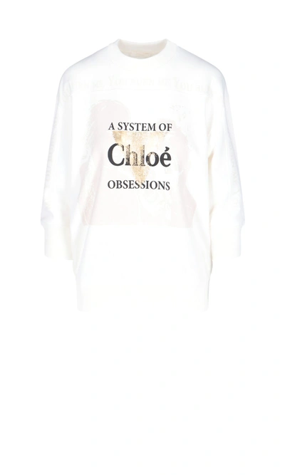 Shop Chloé Women's White Cotton Sweatshirt