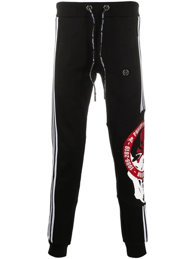 Shop Philipp Plein 2 Anniversary Embellished Track Trousers In Black