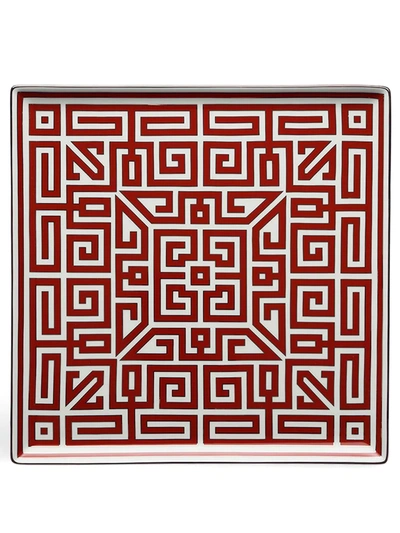 Shop Richard Ginori Labirinto Square Plate (30cm) In Red
