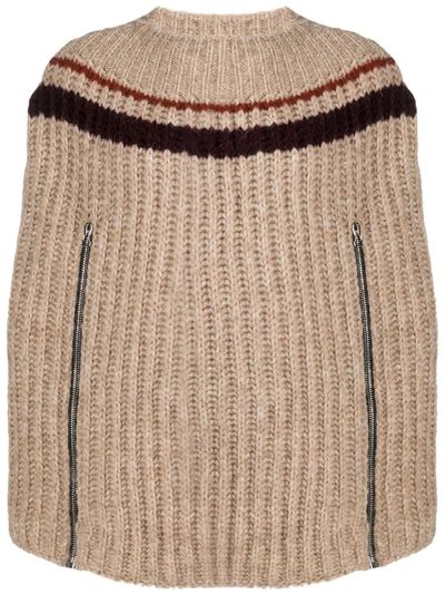 Shop Raf Simons Intarsia-knit Cape-style Jumper In Neutrals