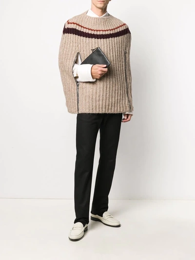 Shop Raf Simons Intarsia-knit Cape-style Jumper In Neutrals