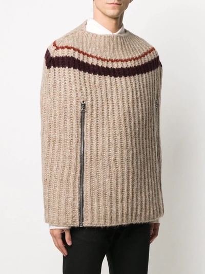 Shop Raf Simons Intarsia-knit Cape-style Jumper In Neutrals