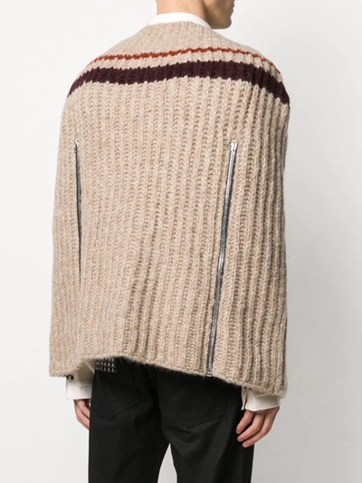 Shop Raf Simons Intarsia-knit Cape-style Jumper In Neutrals