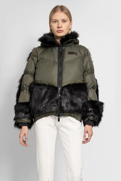 + Sacai Nrg Oversized Hooded Faux Fur And Quilted Shell Down Jacket In Green