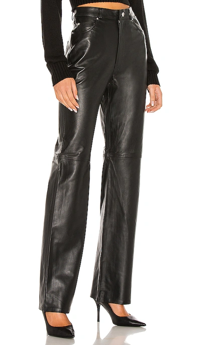 Shop Grlfrnd Mila Leather Boot Cut Pant In Black