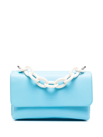 Shop Msgm Chain-link Detail Shoulder Bag In Blue