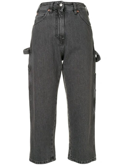 Shop Mm6 Maison Margiela Cropped Straight-leg Jeans In Grey