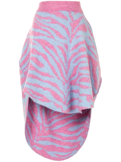 Shop Mm6 Maison Margiela High-low Hem Zebra Print Skirt In Pink