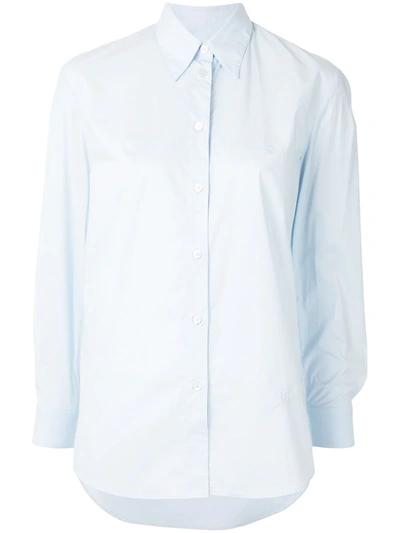 Shop Mm6 Maison Margiela Pointed Collar Buttoned Shirt In Blue