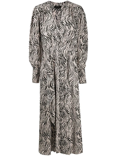 Isabel Marant Zebra-print Long Dress In Black
