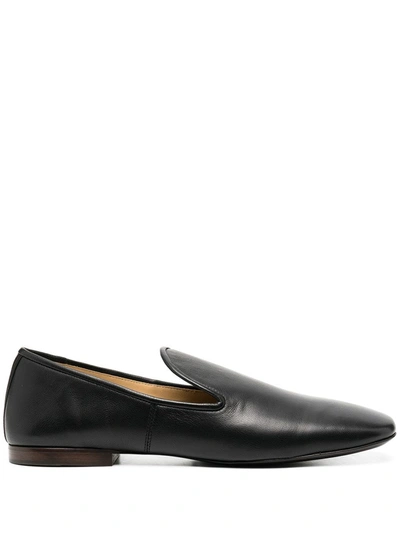 Shop Lemaire Square-toe Leather Loafers In Black