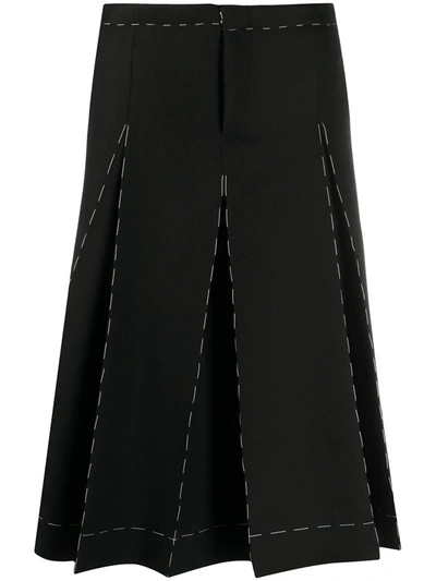Shop Maison Margiela Contrast-stitch Pleated-panel Culottes In Black