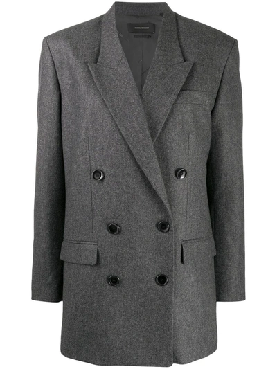 Shop Isabel Marant Double-breasted Virgin Wool Jacket In Grey
