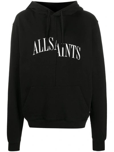 Shop Allsaints Dropout Pullover Hoodie In Black