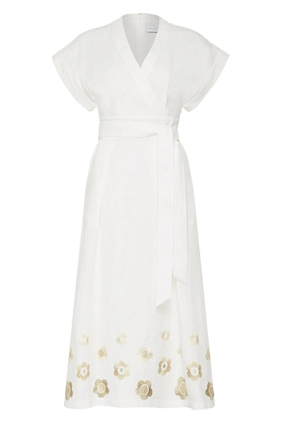 Shop Rebecca Vallance Floris Midi Dress White