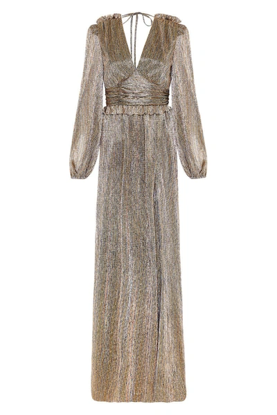 Shop Rebecca Vallance Rivero Long Sleeve Gown In Gold