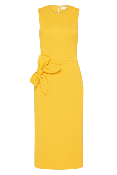 Shop Rebecca Vallance -  Andie Sleeveless Bow Midi Dress  - Size 10 In Yellow