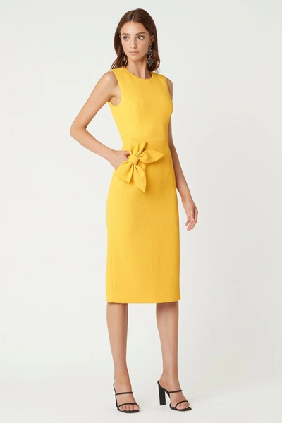 Shop Rebecca Vallance -  Andie Sleeveless Bow Midi Dress  - Size 10 In Yellow