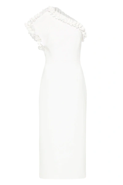 Shop Rebecca Vallance -  Baci One Shoulder Midi Dress Ivory  - Size 6