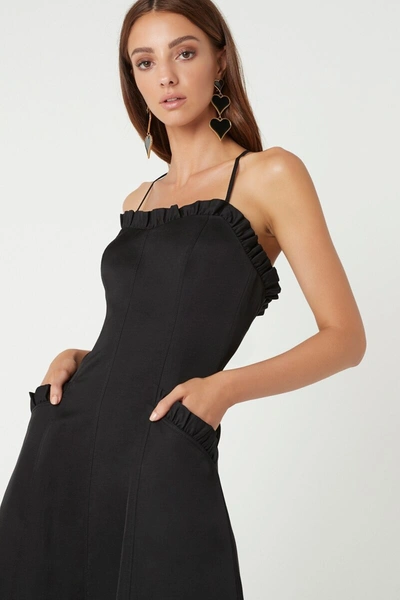 Shop Rebecca Vallance Winona Frill Midi Dress Black