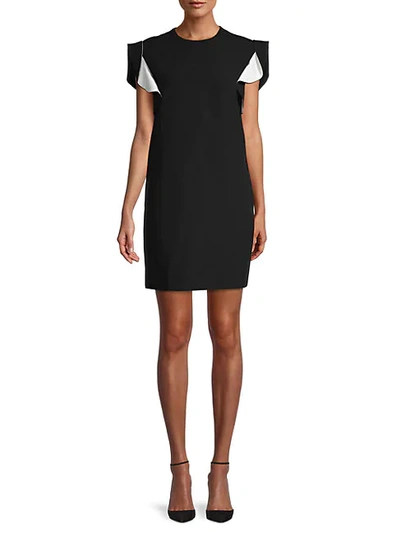 Shop Givenchy Ruffled Short-sleeve Shift Dress In Black White