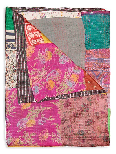Taj Hotel Kantha Silk Throw In Pink Multi