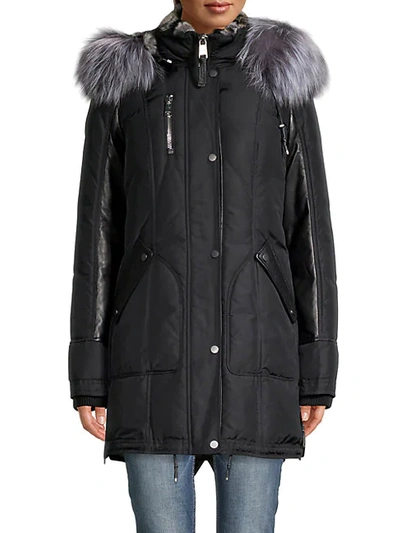 Shop Nicole Benisti Fox Fur-trim & Rabbit Fur-lined Coat In Black