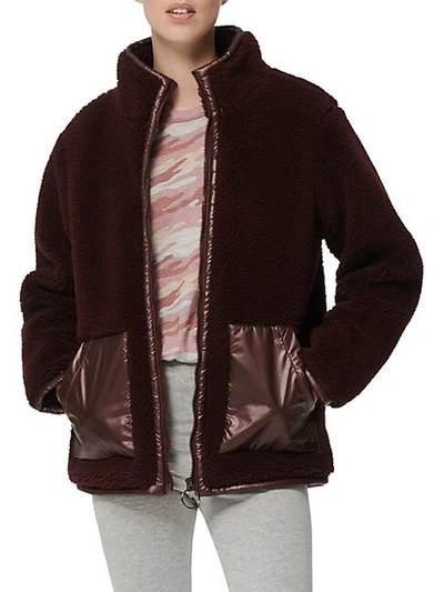 Shop Marc New York Women's Mixed Media Faux Shearling Jacket In Burgundy