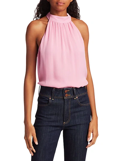 Shop Alice And Olivia Kinsley Halter Top In Electric Pink