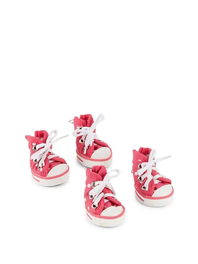 Shop Pet Life 4-piece Polka Dot Paw Wear In Pink