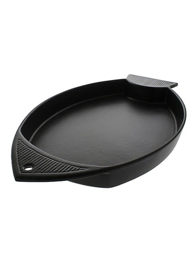 Shop Chasseur French Fish-shaped Enameled Cast Iron Griddle In Black
