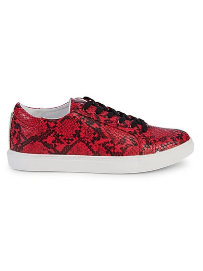 Shop Kenneth Cole New York Kam Embossed Snake-print Sneakers In Red