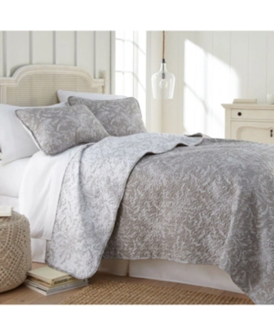 Southshore Fine Linens Lightweight Reversible Floral Quilt And Sham Set, King/california King In Gray