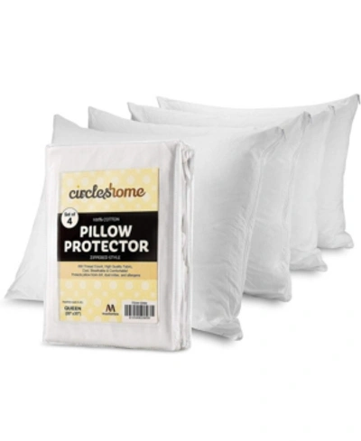 Shop Mastertex Circles Home 100% Cotton Pillow Protector With Zipper Â White (4 Pack)