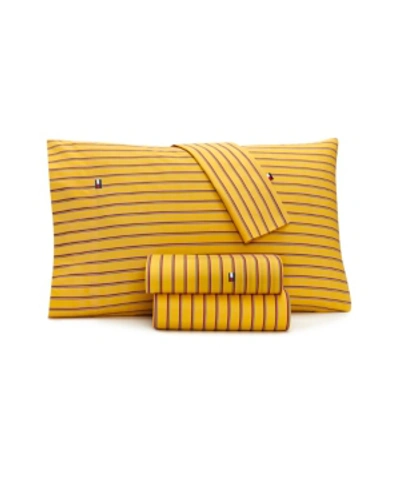 Shop Tommy Hilfiger Home Global Stripe Oxford Twin Sheet Set Bedding In Daffodil