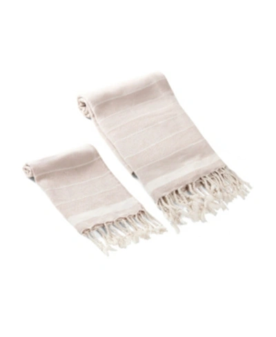 Shop Olive And Linen Lena 2 Piece Bath And Hand Towel Set In Sand