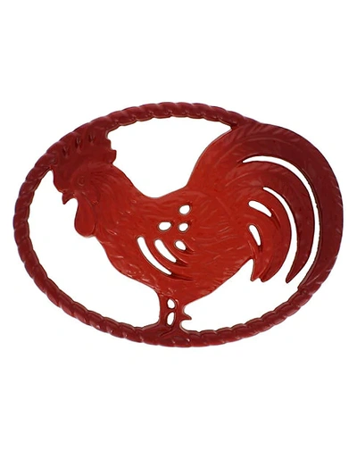 Shop Chasseur French Rooster Cast Iron Trivet In Red