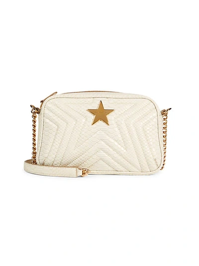 Shop Stella Mccartney Stella Star Snake-embossed Camera Bag In White