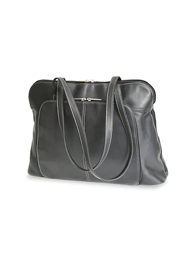 Shop Royce New York Leather Laptop Tote In Black