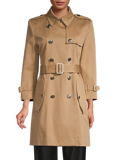Shop Givenchy Belted Cotton Coat In Beige