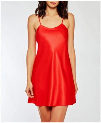 Shop Icollection Women's Marina Lux Sleeveless Satin Chemise In Red